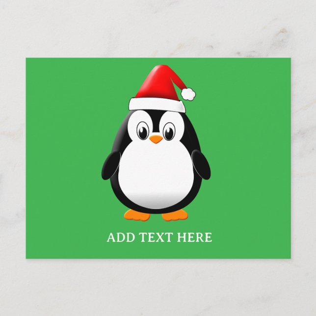 Cute Penguin Cartoon Custom Christmas Postcard (Front)