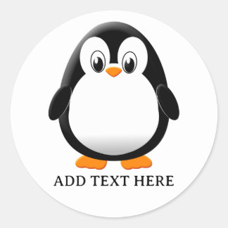 Cute Penguin Cartoon Custom Classic Round Sticker