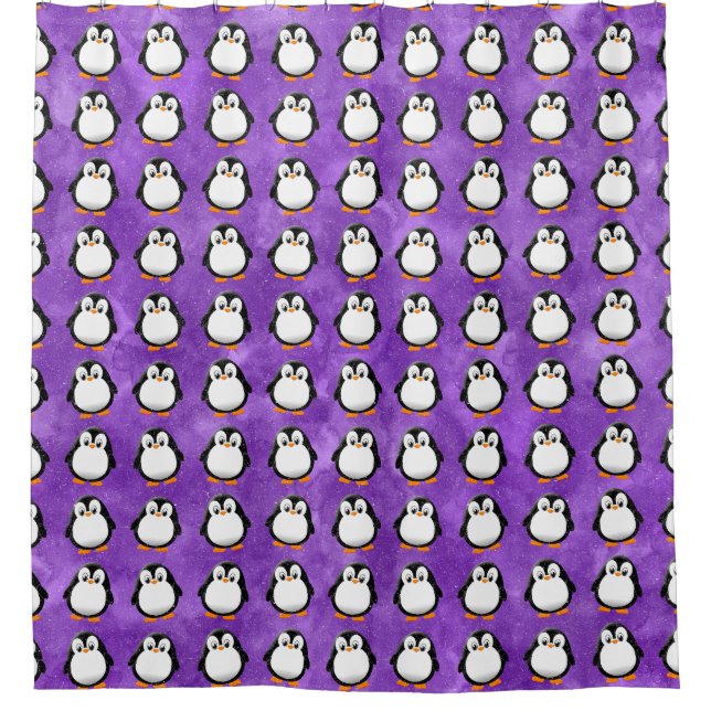 Cute Penguin Cartoon Custom Purple Watercolor (Front)