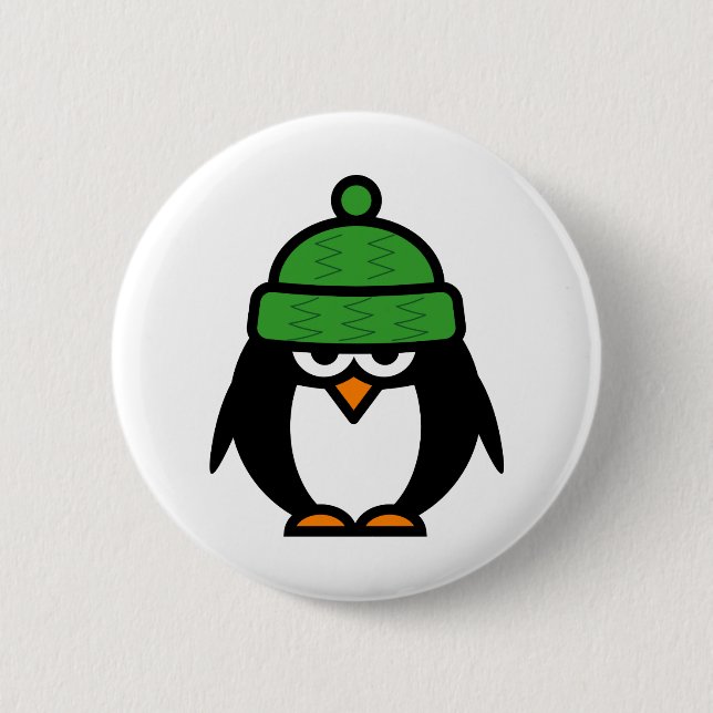Cute penguin cartoon design pinback button (Front)
