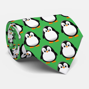 Cute Penguin Cartoon Green Tie