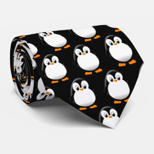 Cute Penguin Cartoon Light Black Tie