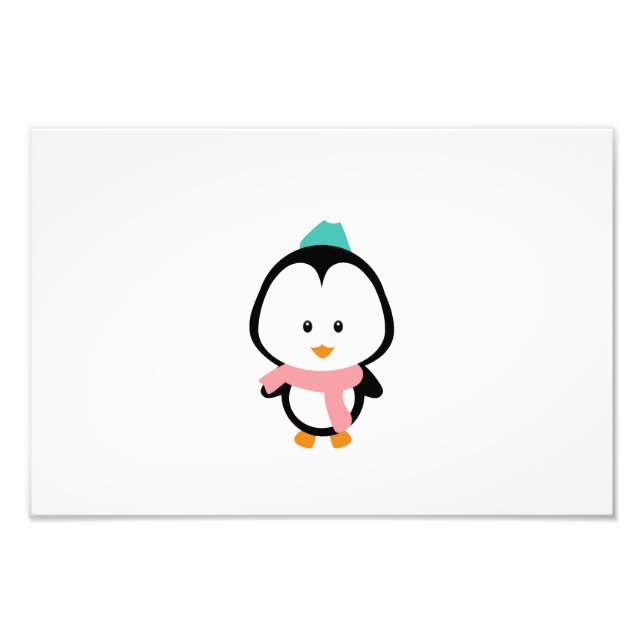 Cute penguin cartoon photo print (Front)