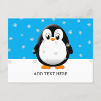 Cute Penguin Cartoon Snow Flakes Custom
