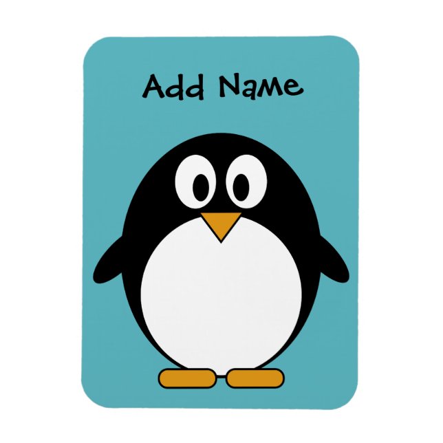 Cute Penguin Cartoon with Area for Name Magnet (Vertical)