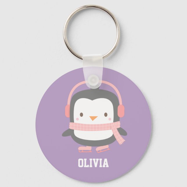 Cute Penguin Christmas Fillers for Girls Keychain (Front)
