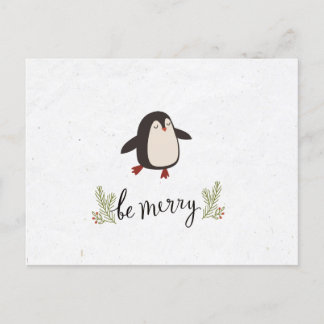 Cute Penguin Christmas greeting Announcement Postcard