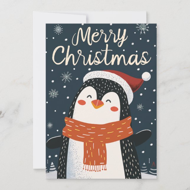 Cute Penguin Christmas Holiday Card (Front)
