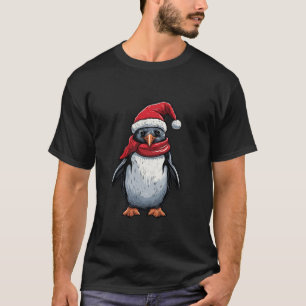 Cute Penguin Christmas Lights Santa Hat Xmas Pajam T-Shirt