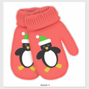 Cute Penguin   Christmas Mittens   Large