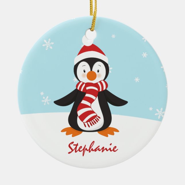 Cute Penguin Christmas Ornament (Front)
