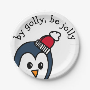 Cute Penguin Christmas Party Plates