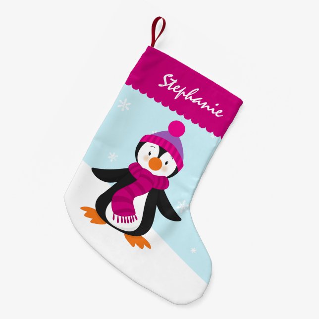Cute Penguin Christmas Stocking (Front (Hanging))
