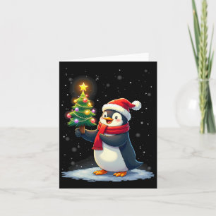 Cute Penguin Christmas Tree Pajama Girls Boys Funn Card