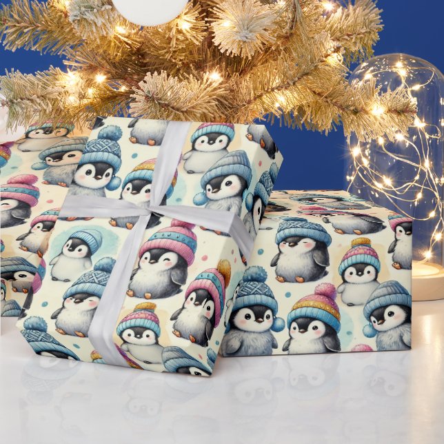Cute Penguin Christmas Wrapping Paper (Holidays)