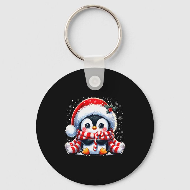 Cute Penguin Christmas Xmas  Keychain (Front)