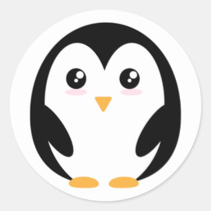 cute penguin classic round sticker