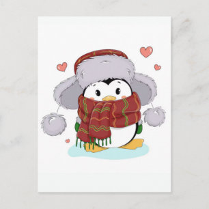 Cute Penguin Coffee Lover Emotional Cartoon Design Holiday Postcard