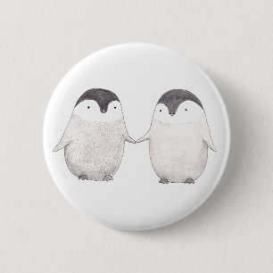 Cute Penguin Couple Button Penguin Love Couple Pin