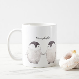 Cute Penguin Couple Happy Together Anniversary Coffee Mug
