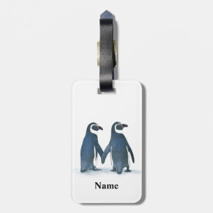 Cute Penguin Couple Holding Hands Luggage Tag