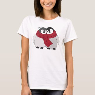 Cute penguin Couple in a Scarf Winter Lovebirds T-Shirt