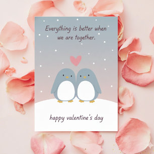 Cute Penguin Couple Valentine Love Greeting Card