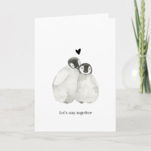 Cute penguin couple valentine's greeting card