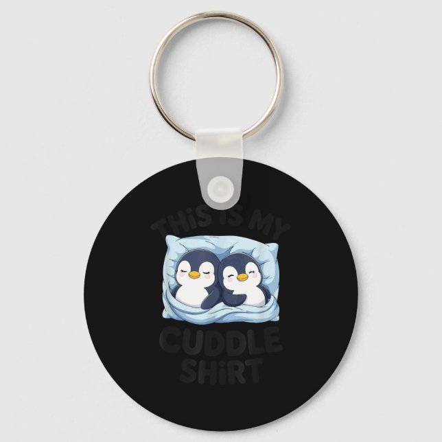 Cute Penguin Cuddle Cozy Sleep Matching Couple  Keychain (Front)