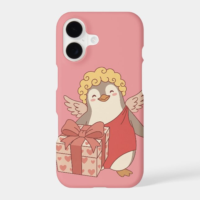 Cute Penguin Cupid Galentine Phone Case - iPhone (Verso)