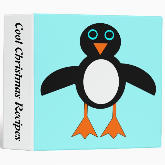 Cute Penguin Custom Christmas Recipe Binder (Front/Spine)