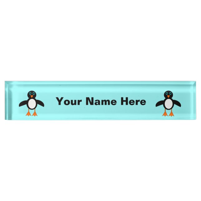 Cute Penguin Custom Desk Nameplate (Front)