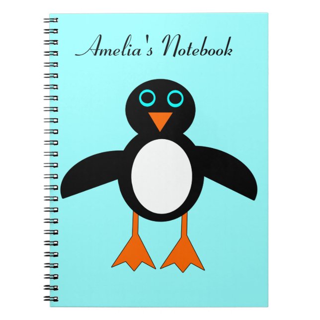 Cute Penguin Customizable Notebook (Front)