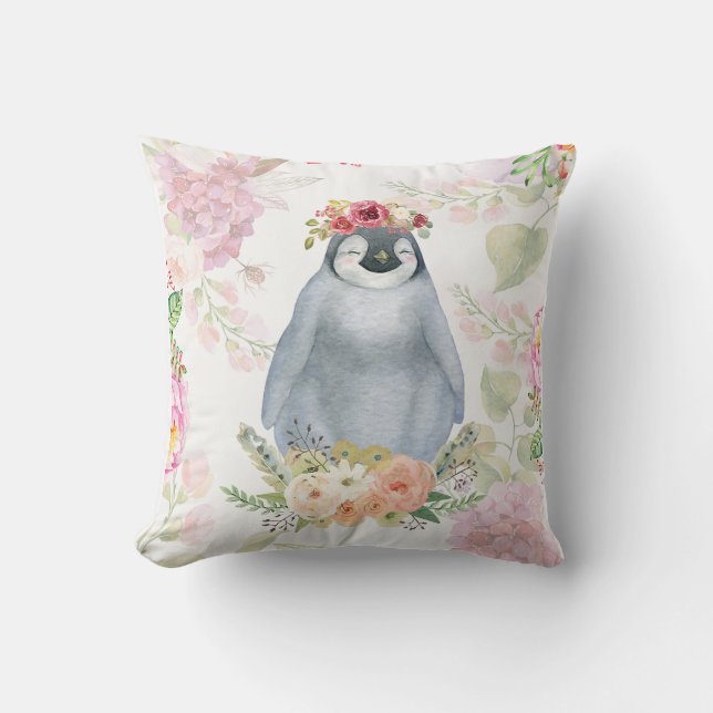 Cute Penguin Daughter Birthday Gift, Love Penguin Throw Pillow (Front)