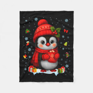 Cute Penguin Drink Hot Cocoa Christmas Xmas Men Wo Fleece Blanket