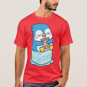 Cute Penguin Drinks Boba Tea Keep It Cool T-Shirt