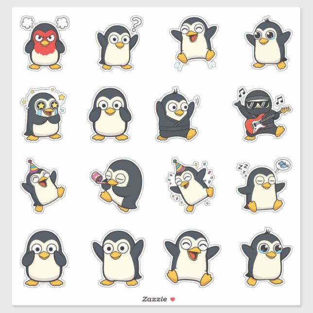 Cute Penguin Emoji Sticker Pack (Sheet)