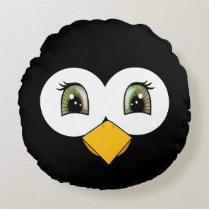 Cute Penguin Face Round Pillow