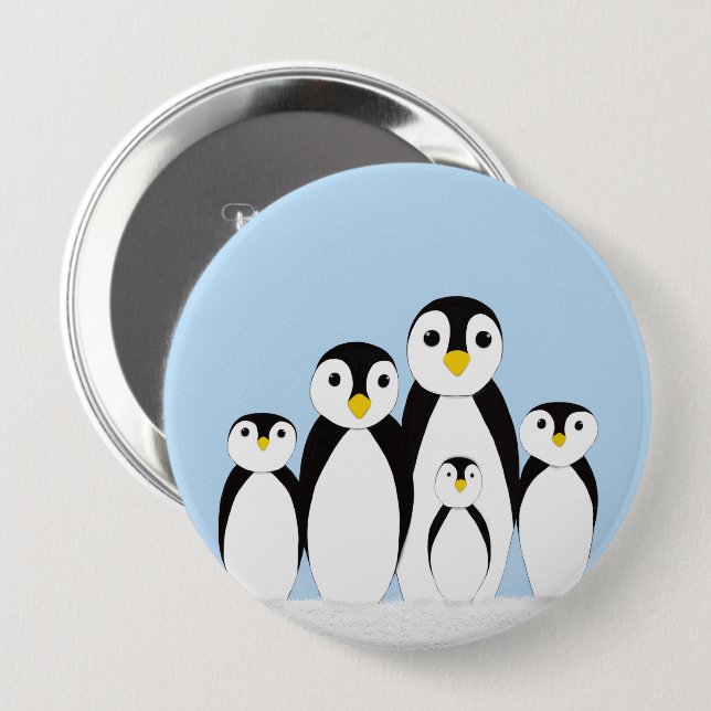 Cute Penguin Family 4 Inch Round Button (Front & Back)