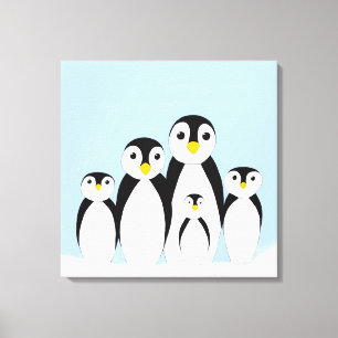 Cute Penguin Family Canvas Print