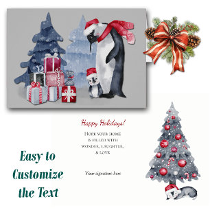 Cute Penguin Family Christmas Card