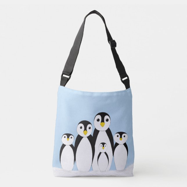 Cute Penguin Family Crossbody Bag (Front)