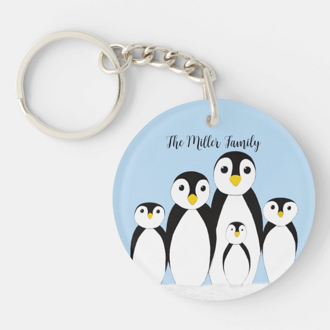 Cute Penguin Family Keychain (Front)