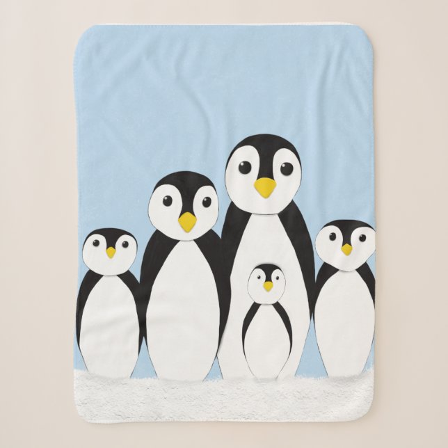Cute Penguin Family Sherpa Blanket (Front)