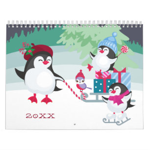 Cute Penguin Forest Add Your Own Photos Calendar