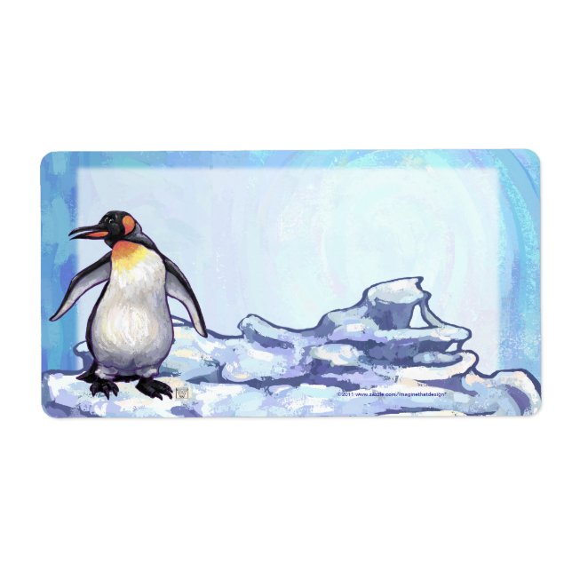 Cute Penguin Front Personalized Shipping Labels (Front)