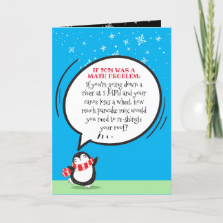 Cute Penguin Funny 2021 Math Problem Holiday Card