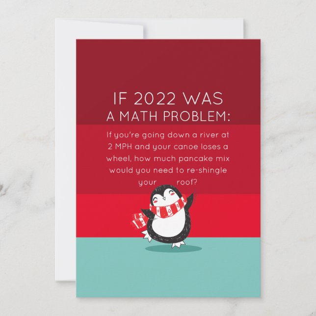 Cute Penguin Funny 2021 Math Quote Holiday Card (Front)