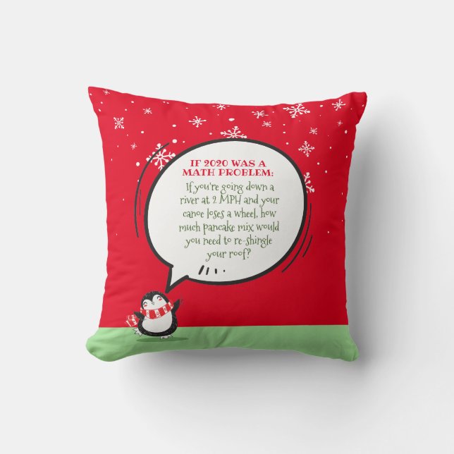 Cute Penguin Funny New Year Math Quote  Throw Pillow (Front)