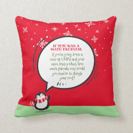 Cute Penguin Funny New Year Math Quote Throw Pillow